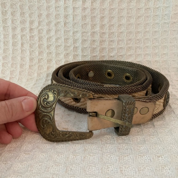 Sand Castle Vintage Metal, Mesh,  Fabric And Leather Belt main image 8